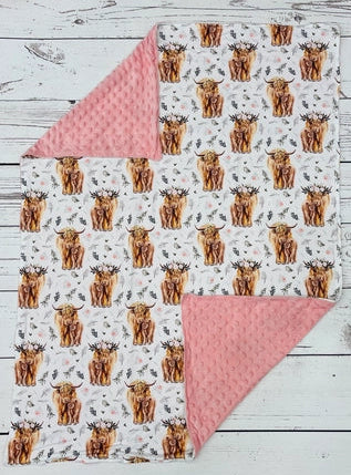 Baby Cows Pink Blanket