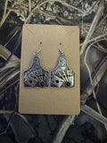Western Playing Card with Stone Drop Dangle Earrings ( Black )