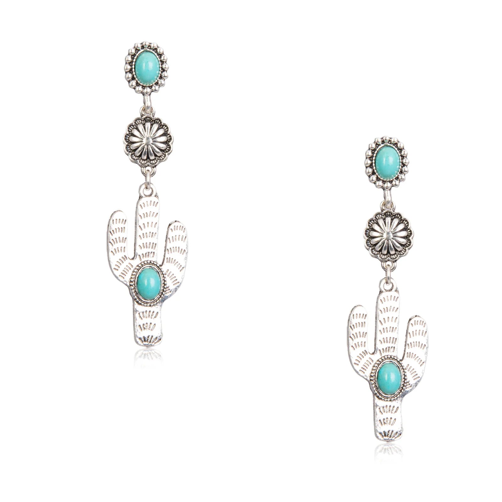 Rustic Couture Cactus Dangling Earrings