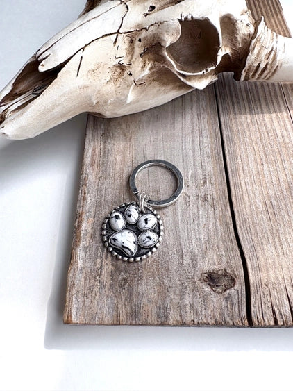 Dog Paw White Keychain