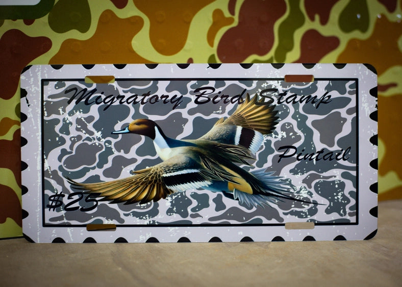 Pinetail Stamp License Plate Tag