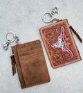Tan Cowhide Leather Keychain Wallet